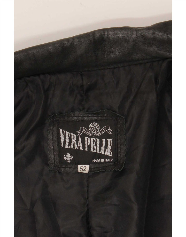 Jaqueta blazer masculina vintage de couro com 3 botões IT 52 XL couro preto