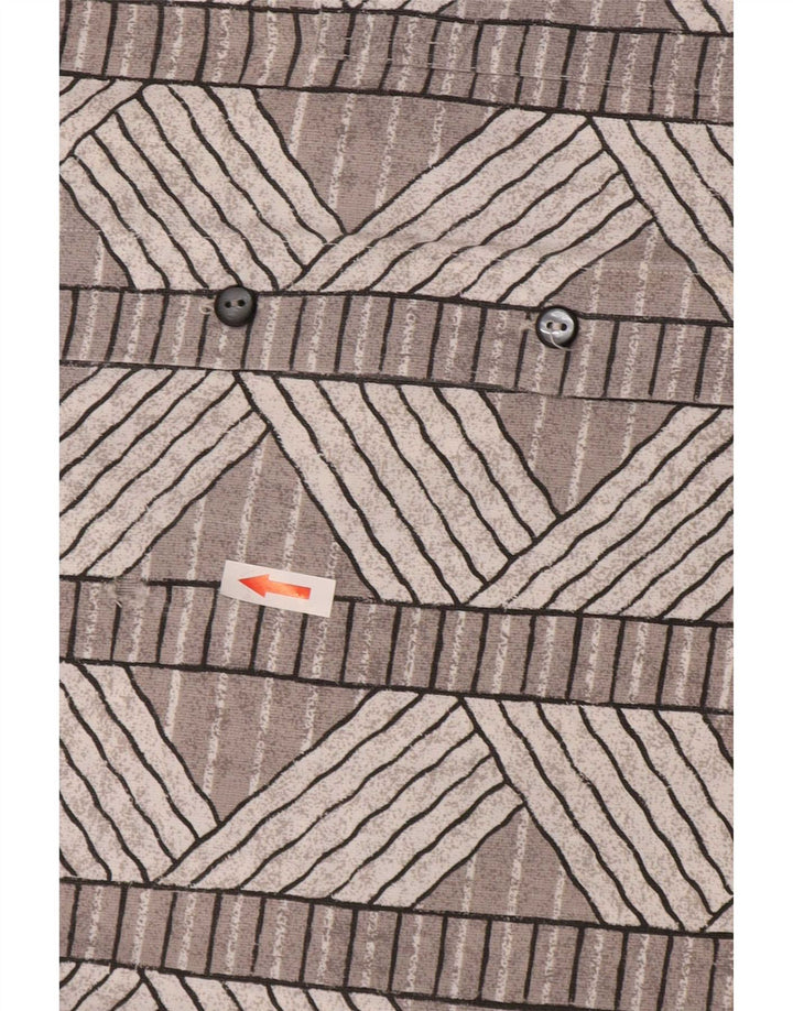 Camisa masculina vintage de manga curta XL cinza geométrica
