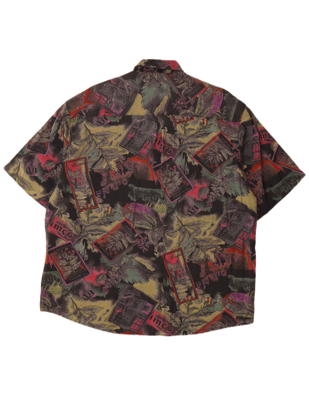 Camisa masculina VINTAGE manga curta XL viscose floral multicolorida