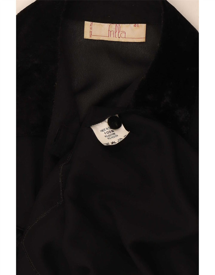 Blusa feminina vintage IT 46 poliéster listrado preto grande