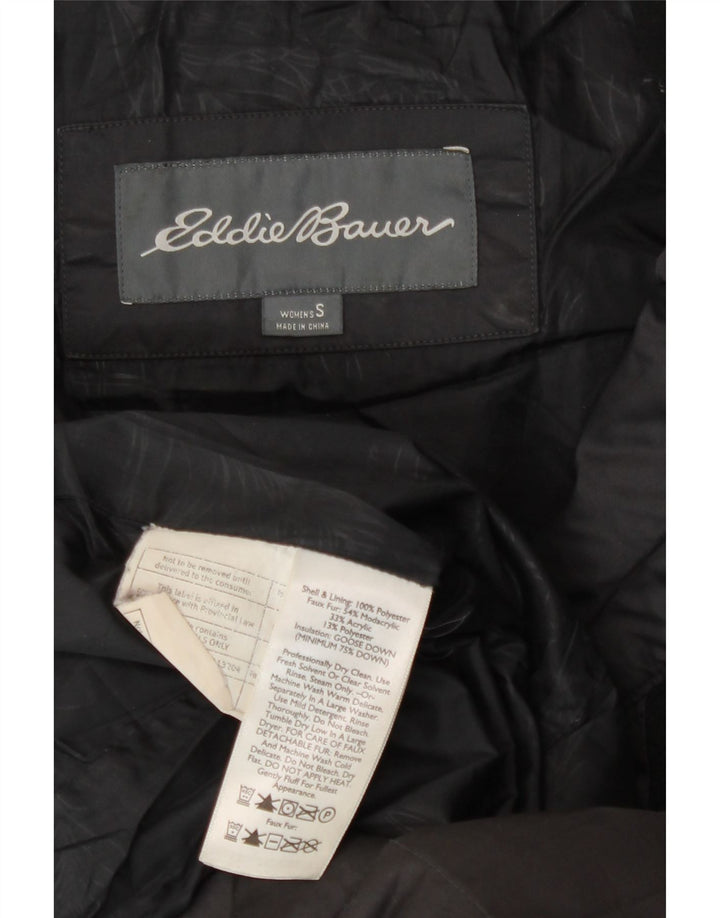 Casaco acolchoado grande feminino Eddie Bauer UK 10 pequeno poliéster preto