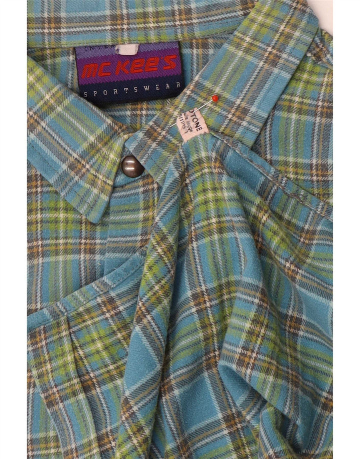 Camisa masculina de flanela MC Kee's grande algodão xadrez azul