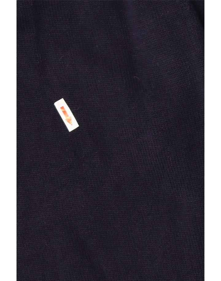 Suéter masculino Marks & Spencer com gola redonda e botão azul marinho médio