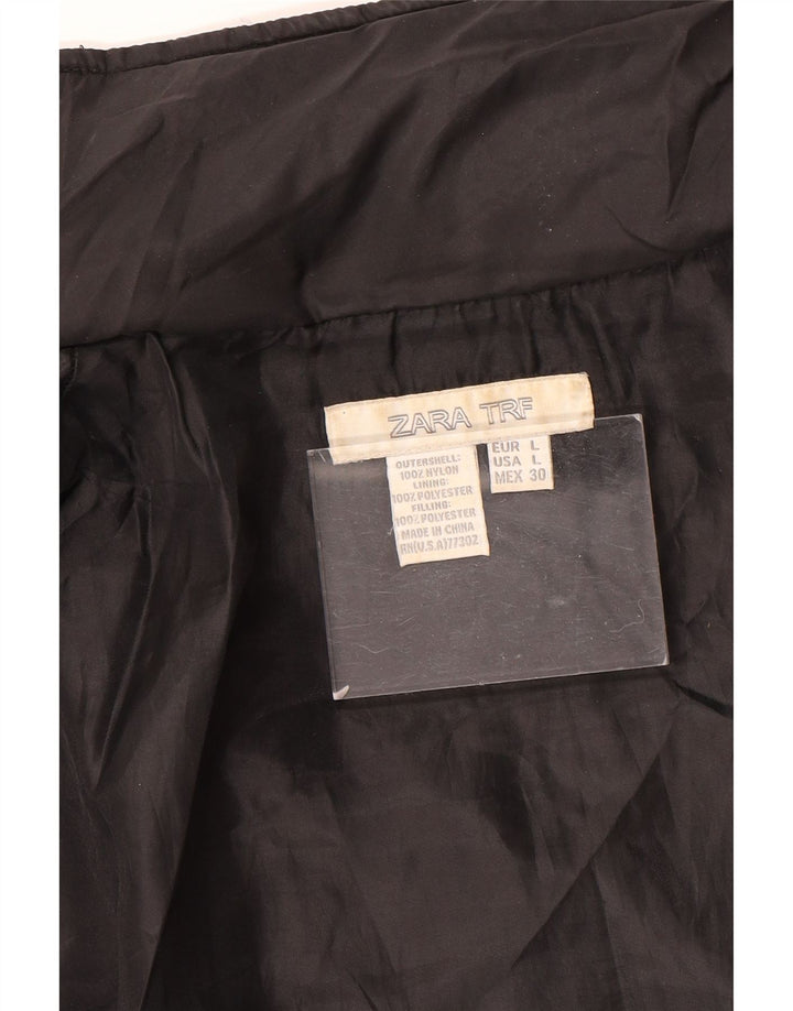 Jaqueta acolchoada feminina Zara UK 16 grande nylon preto