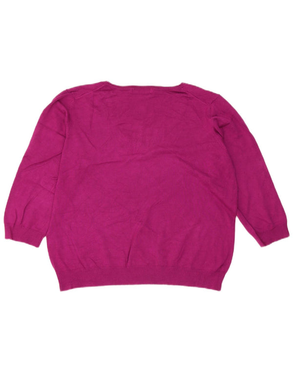 Suéter feminino Marks & Spencer com decote em V, Reino Unido 20 2XL rosa