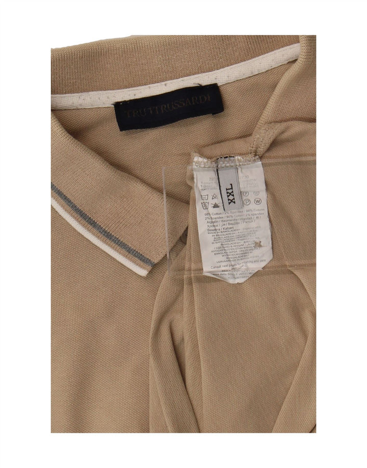TRUSSARDI Mens Slim Polo Shirt 2XL Beige Cotton Vintage Trussardi and Second-Hand Trussardi from Messina Hembry 