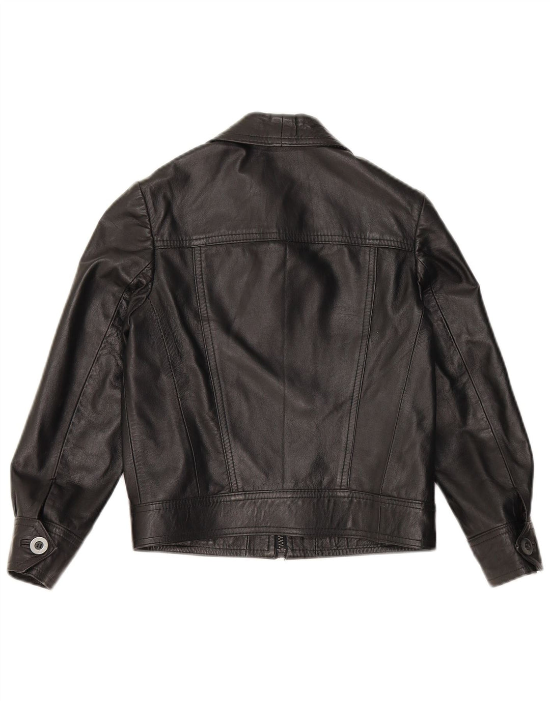 Jaqueta de couro vintage feminina UK 10 couro preto pequeno
