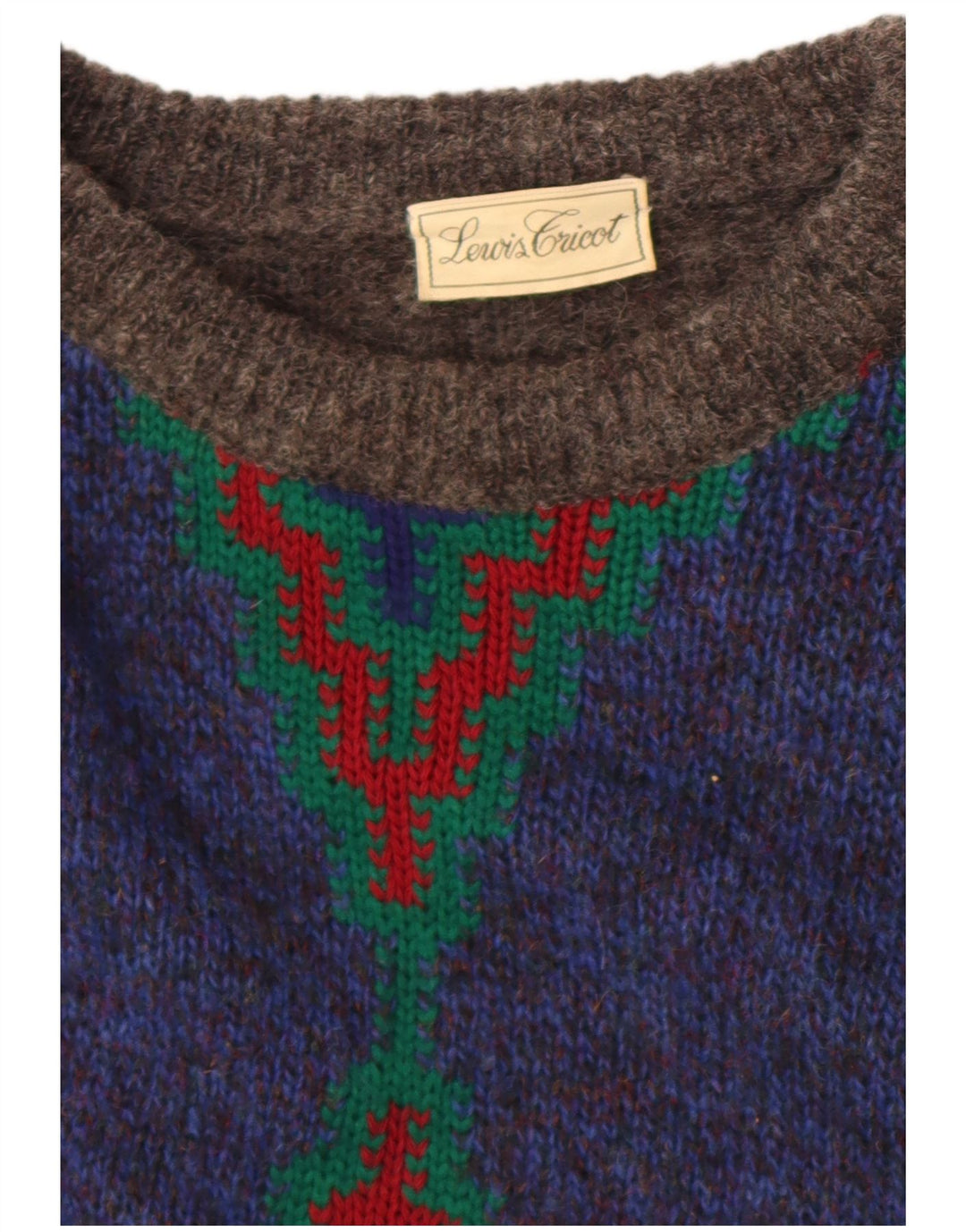 Suéter vintage masculino com gola redonda cinza médio Argyle/Diamante