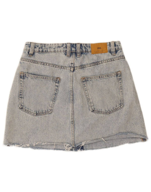 Saia jeans feminina Zara pequena W26 algodão azul