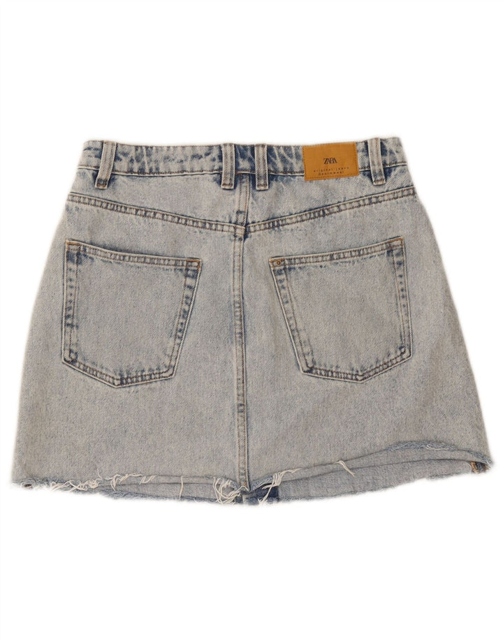 Saia jeans feminina Zara pequena W26 algodão azul