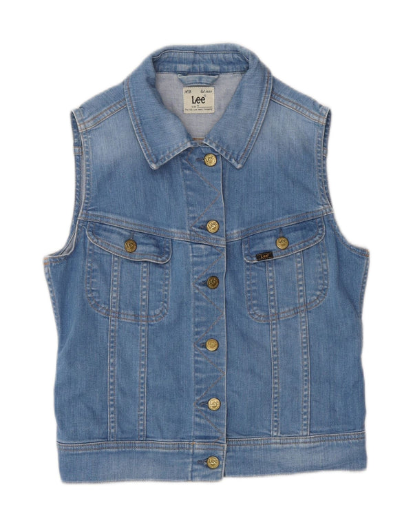 Colete jeans feminino Lee UK 12 algodão azul médio