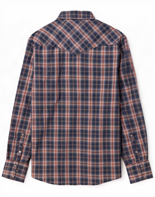Camisa masculina de flanela Wrangler grande xadrez azul