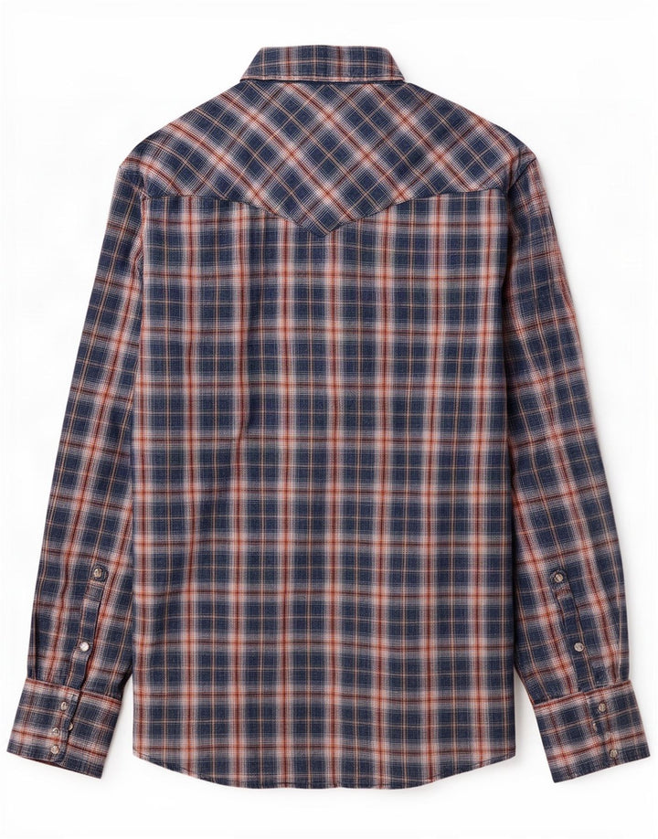 Camisa masculina de flanela Wrangler grande xadrez azul