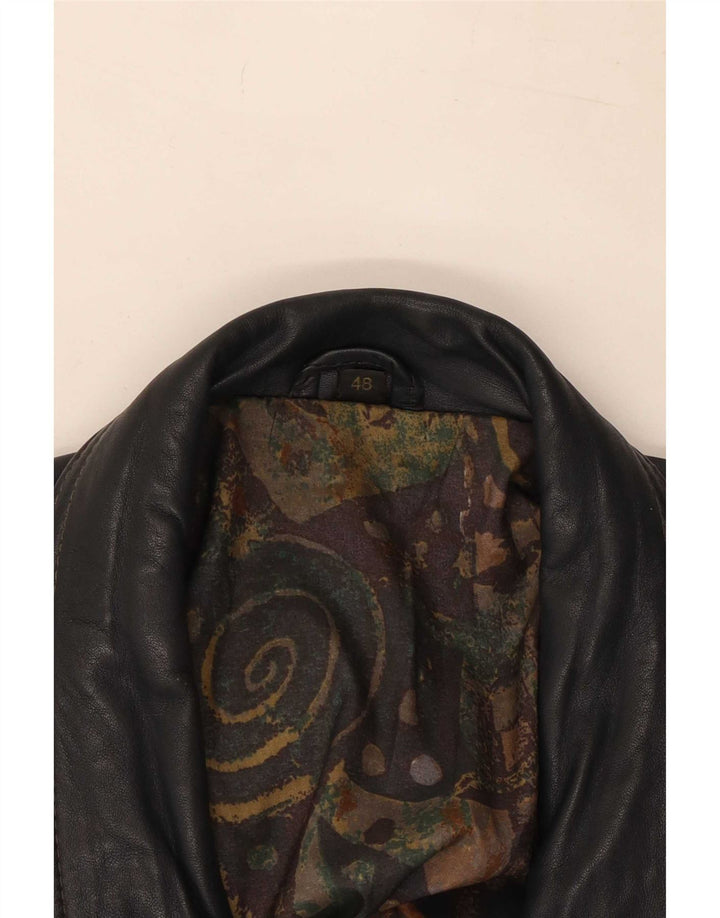 Jaqueta de couro masculina vintage solta EU 48 preto médio