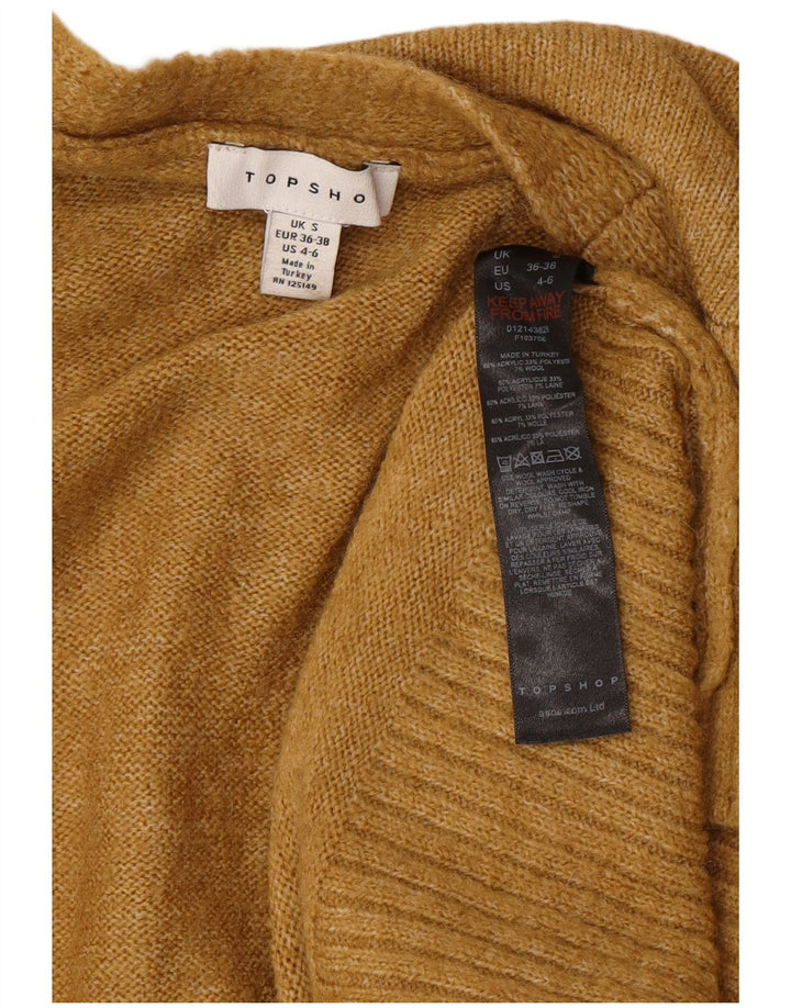 Topshop suéter feminino oversized longline aberto cardigan Reino Unido 10 pequeno marrom