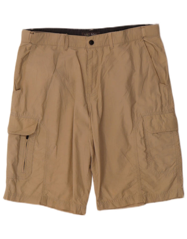 Shorts cargo masculino Marks & Spencer W36 grande algodão bege