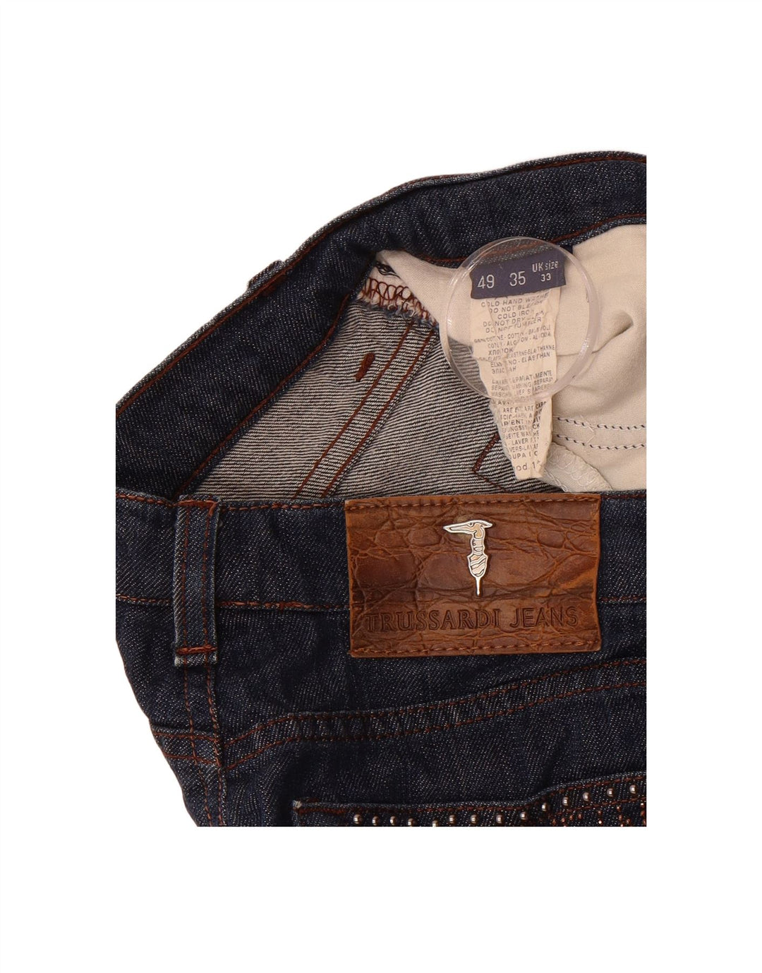 Jeans Bootcut feminino TRUSSARDI W33 L26 algodão azul marinho