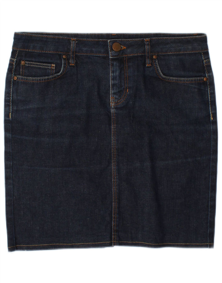 Saia jeans feminina ZARA UE 38 pequena W28 azul marinho