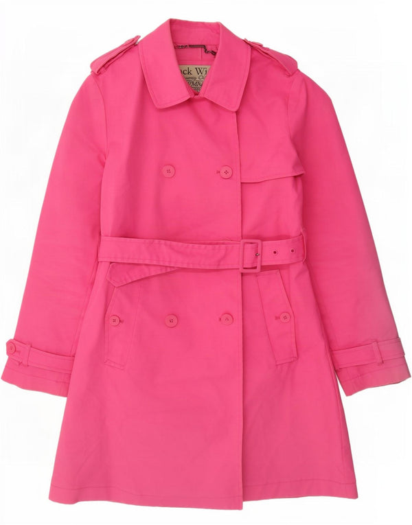 Casaco impermeável feminino Jack Wills Reino Unido 12 algodão rosa médio
