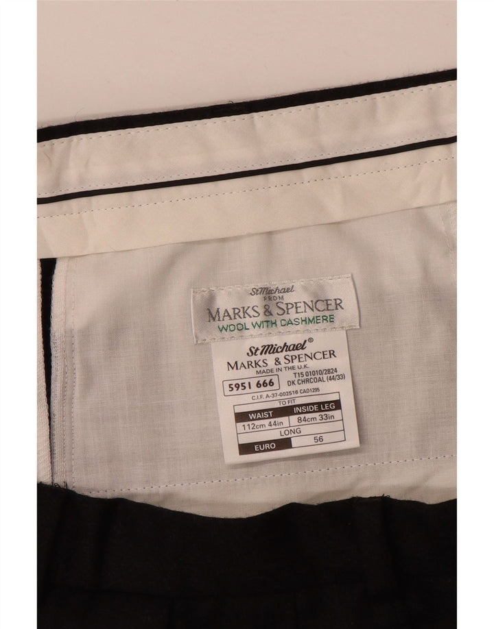 Calça de terno masculina MARKS & SPENCER W44 L33 lã preta