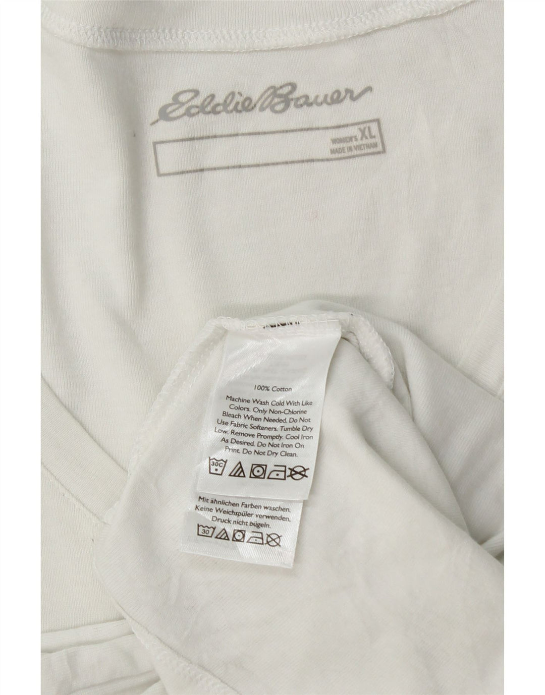 EDDIE BAUER Top feminino manga comprida UK 18 XL algodão branco