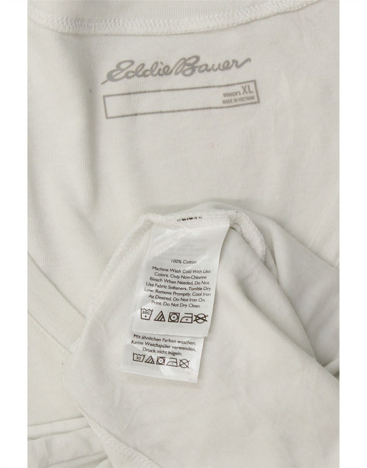 EDDIE BAUER Top feminino manga comprida UK 18 XL algodão branco