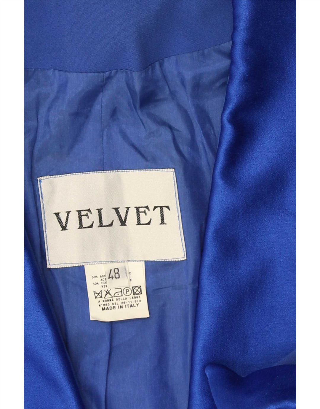 Jaqueta blazer de manga curta com 1 botão feminino de veludo IT 48 XL azul acetato
