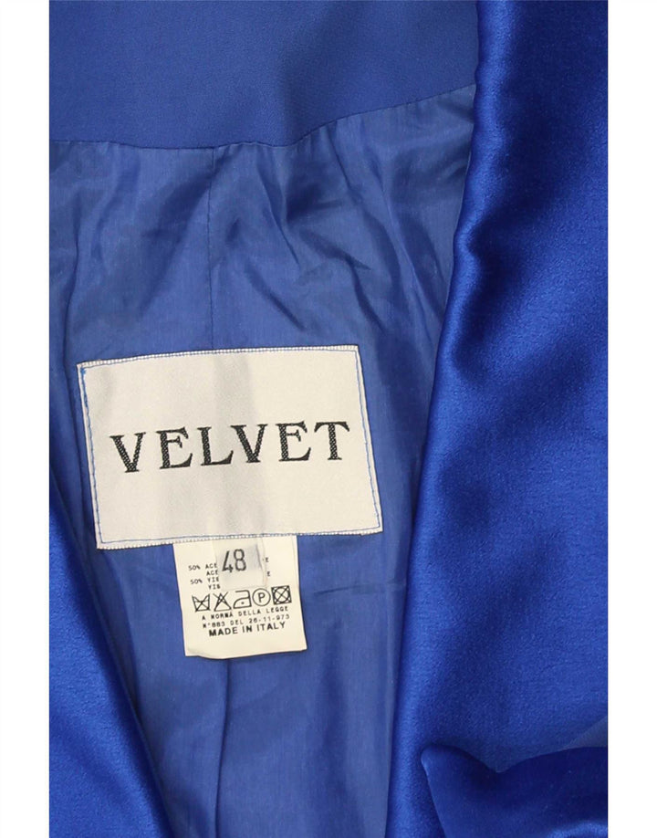Jaqueta blazer de manga curta com 1 botão feminino de veludo IT 48 XL azul acetato