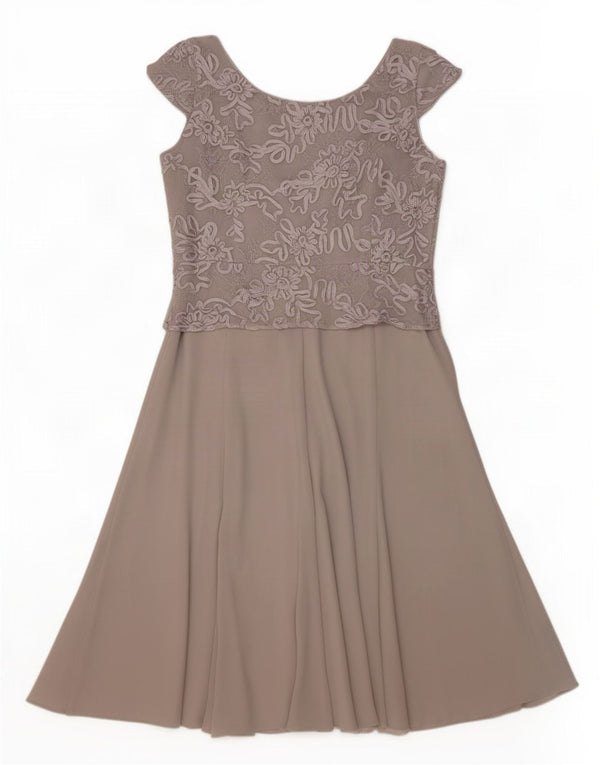 Vestido feminino Jaques Vert A-Line UK 14 grande cinza floral nylon