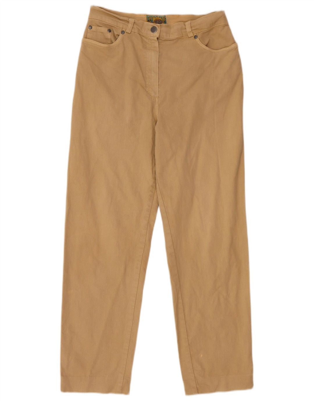 Calça feminina vintage reta casual IT 46 grande W28 L27 algodão bege