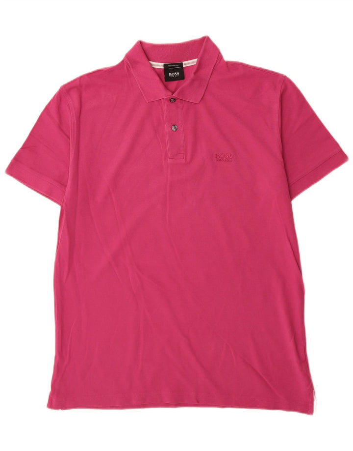 Camisa polo masculina Hugo Boss grande algodão rosa