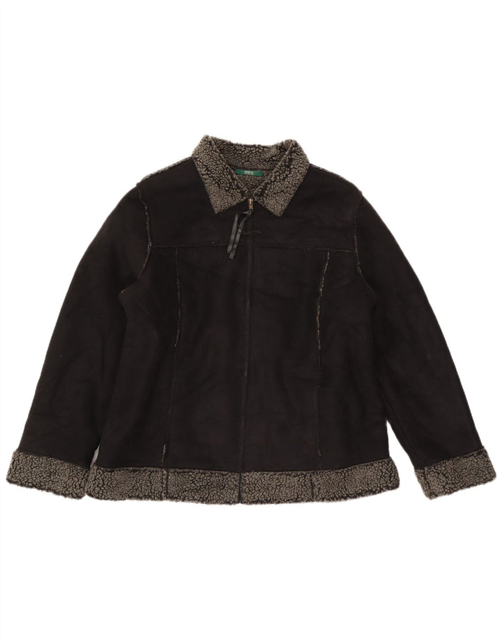 Jaqueta Sherpa Feminina Marks & Spencer Reino Unido 18 XL Poliéster Preto