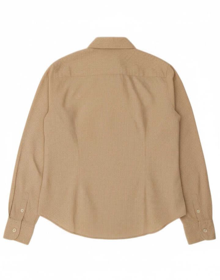 Camisa feminina TOMMY HILFIGER EUA 8 algodão xadrez bege médio
