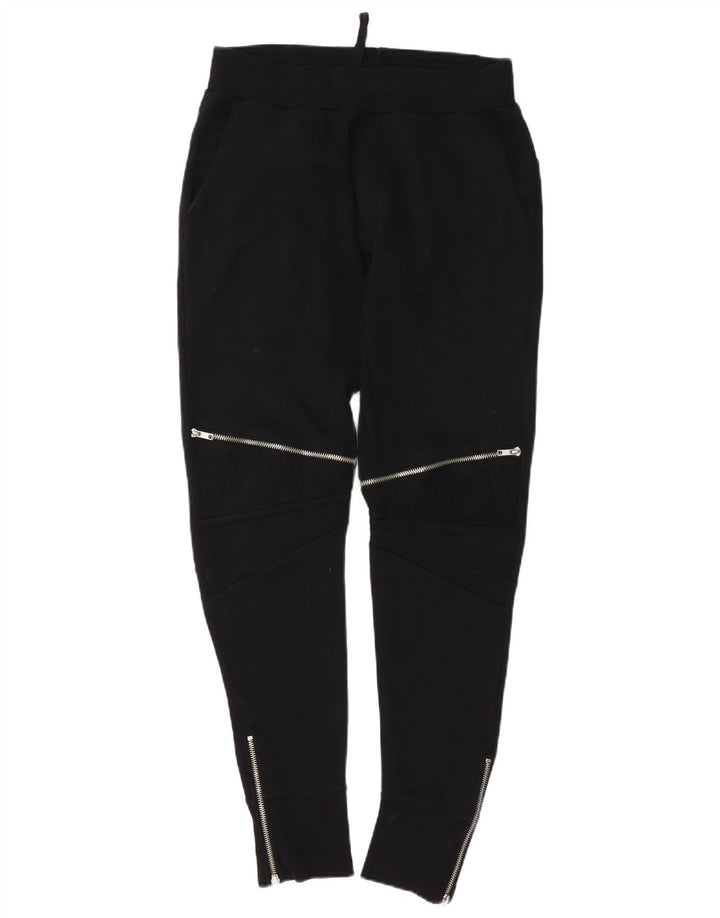 Zara Calça de treino masculina de algodão preto médio