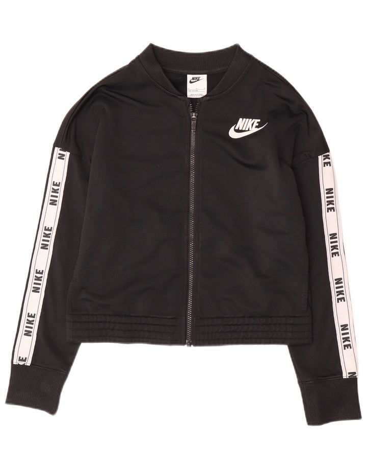 NIKE Girls Graphic Tracksuit Top Jacket 12-13 anos grande preto