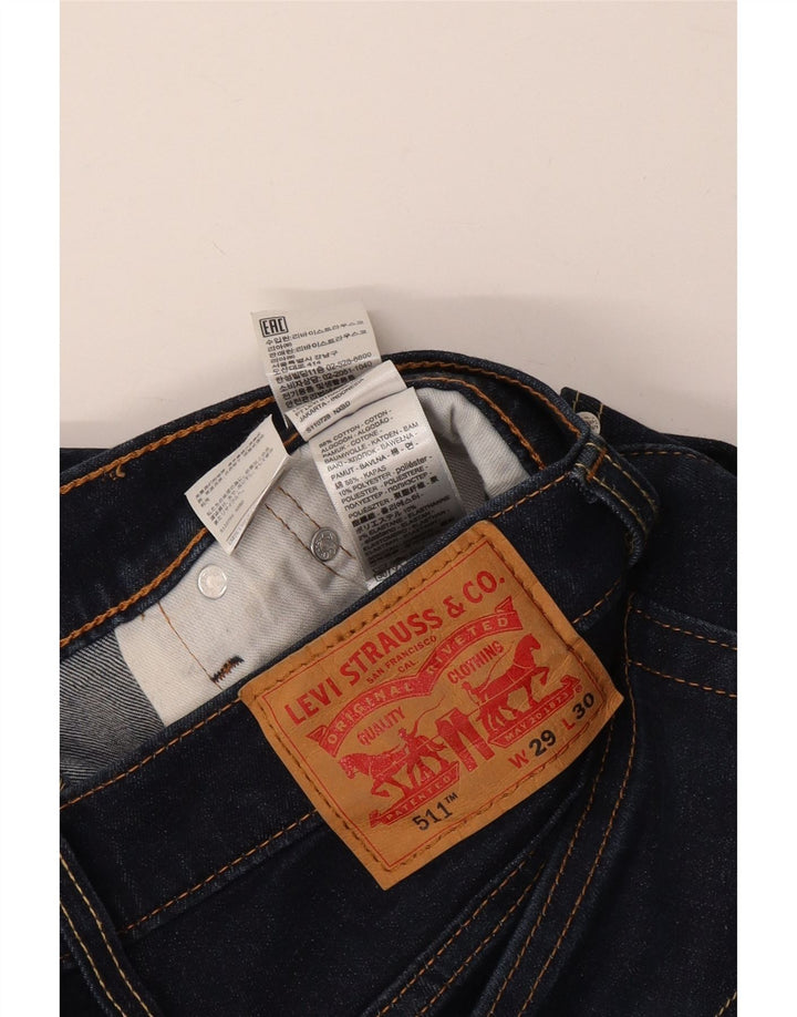 LEVI'S Feminino 511 Slim Jeans W29 L30 Azul Marinho Algodão