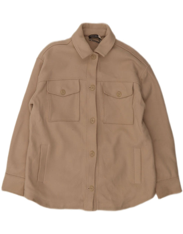 Jaqueta bomber feminina MINT VELVET de grandes dimensões Reino Unido 14 acrílico bege médio