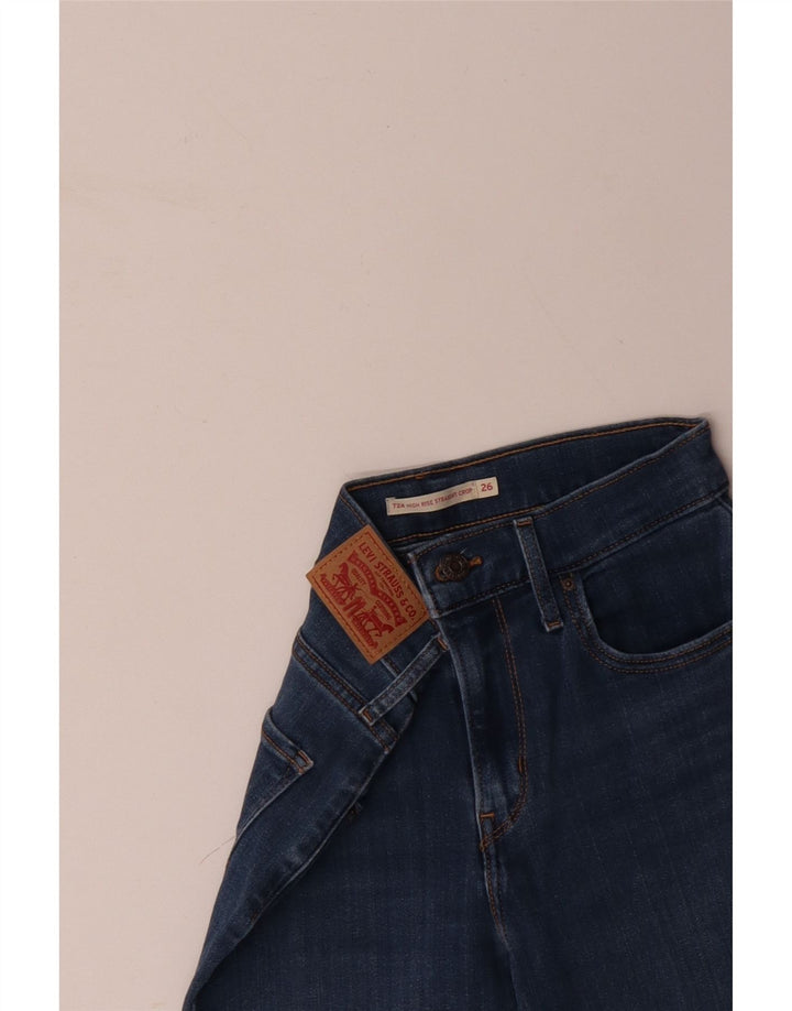 Calça jeans feminina Levi's 724 cintura alta reta cortada W26 L25 algodão azul