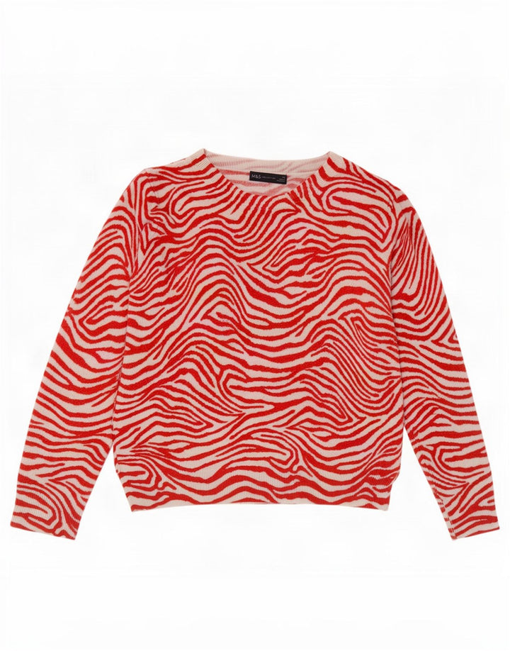 Suéter feminino Marks & Spencer com gola redonda Reino Unido 12 médio vermelho