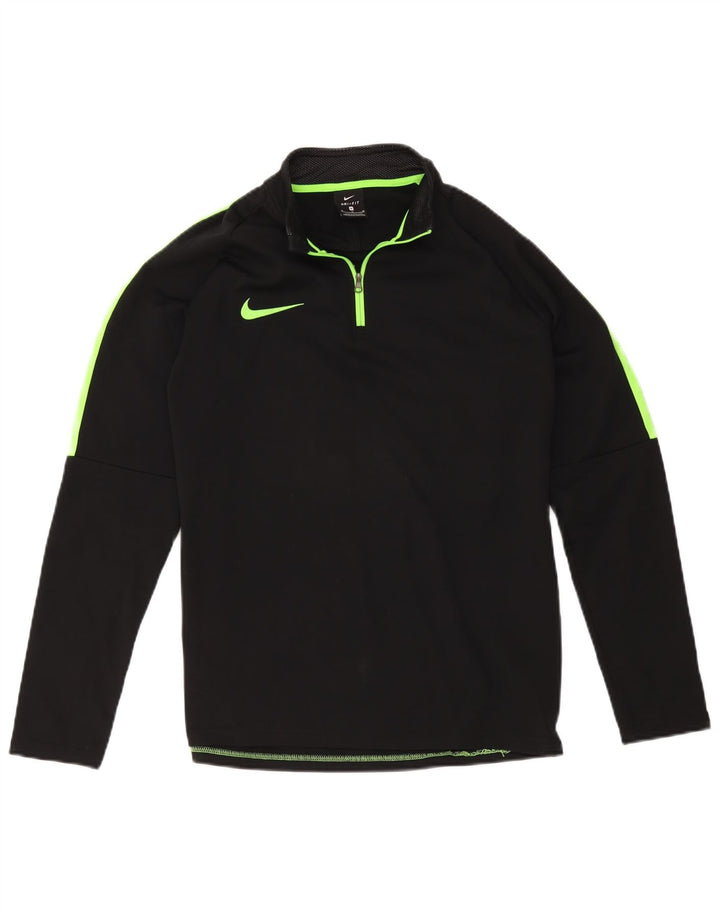 Nike Mens Dri Fit Zip Neck Pullover Treino Top Médio Preto Colourblock