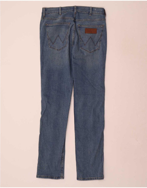Wrangler Mens Greensboro Straight Jeans W31 L32 Azul Algodão