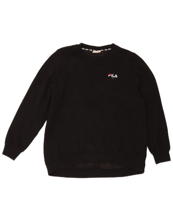 Fila moletom feminino jumper UK 14 grande algodão preto