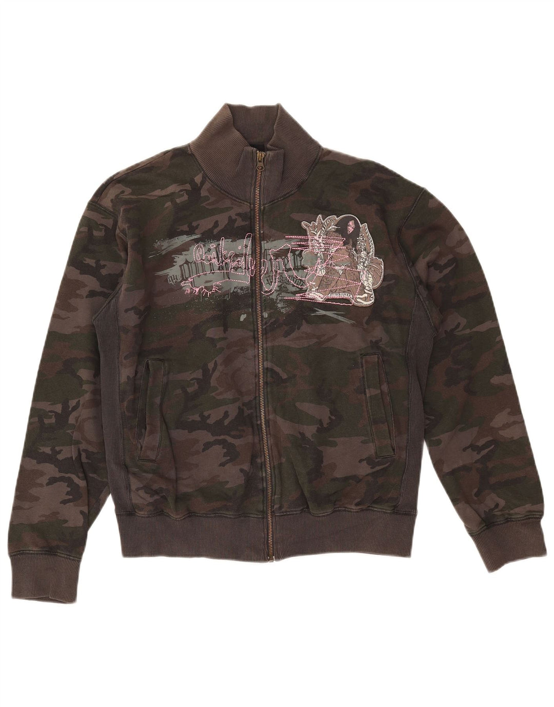 Jaqueta feminina de treino QUIKSILVER Reino Unido 16 grande camuflagem cáqui