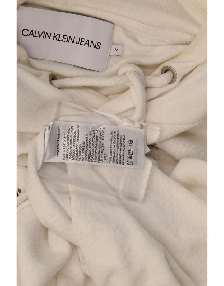 CALVIN KLEIN JEANS Suéter com capuz gráfico masculino médio algodão branco