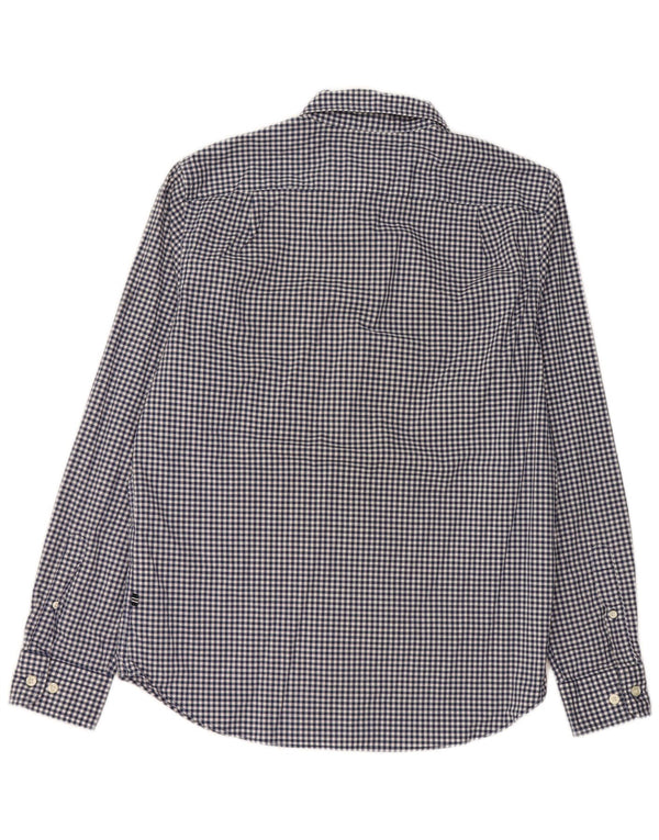 Camisa masculina Nautica Stretch Classic Fit pequena algodão guingão azul marinho