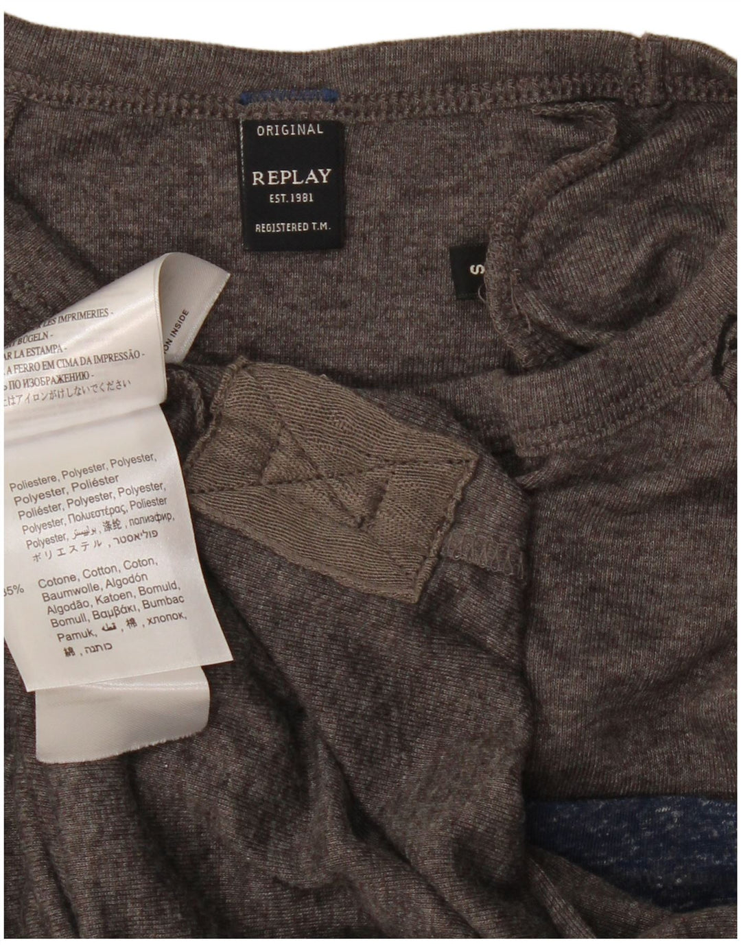 Camiseta feminina REPLAY UK 10 poliéster manchado cinza pequeno