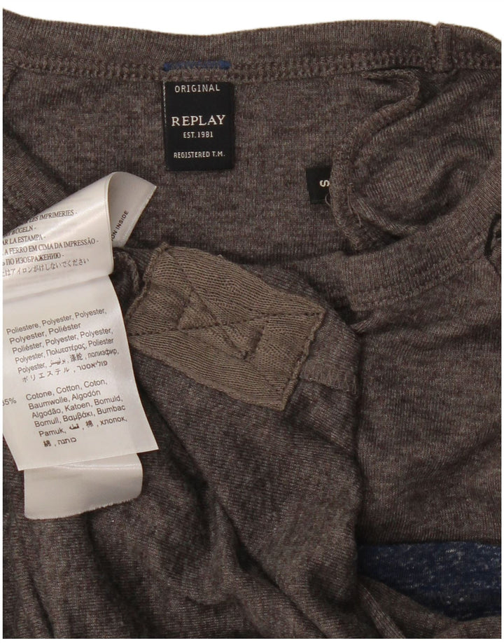 Camiseta feminina REPLAY UK 10 poliéster manchado cinza pequeno