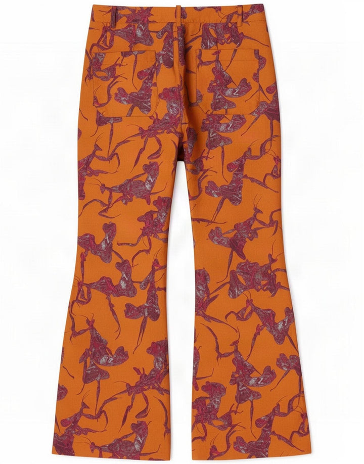 Calças femininas com padrão abstrato Desigual Médio W30 L30 Laranja