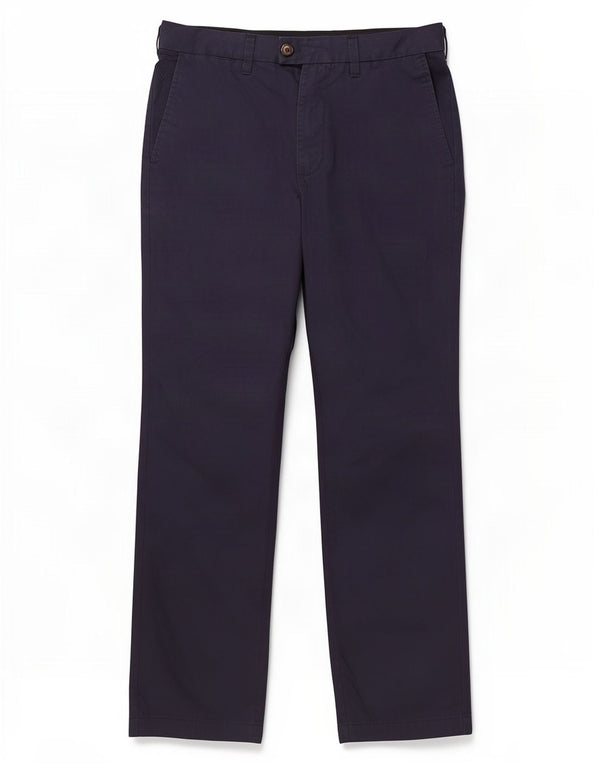 Calça chino reta masculina Marks & Spencer W32 L31 algodão azul marinho
