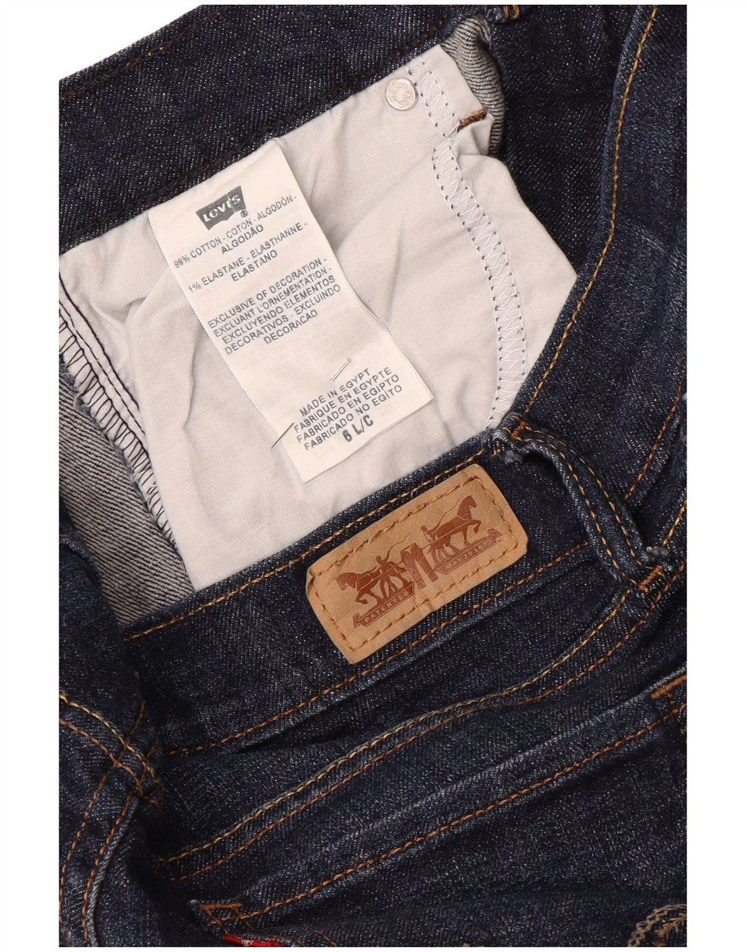 Calça jeans feminina Levi's 515 Bootcut US 6 médio W28 L33 azul marinho algodão